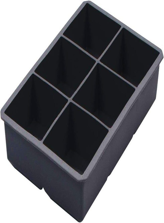 Xpandio BPA Free Silicone Square Ice Cube Tray | Easy Release Flexible Big Block Mould | Reusable 6 Slot Molds (Pack of 1, Black) - Image 1